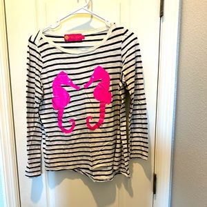 Black white stripe Hot pink seahorse